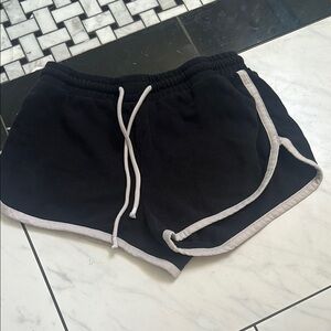 Forever 21 Black and White Athletic Shorts with Curved Hem